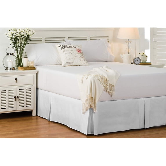 Cotton Metrics Bed Skirt Queen Size 100% Organic Cotton 800 Thread Count Premium Tailored Fit 1pc Bedskirt Queen size 24" Drop Length White Solid