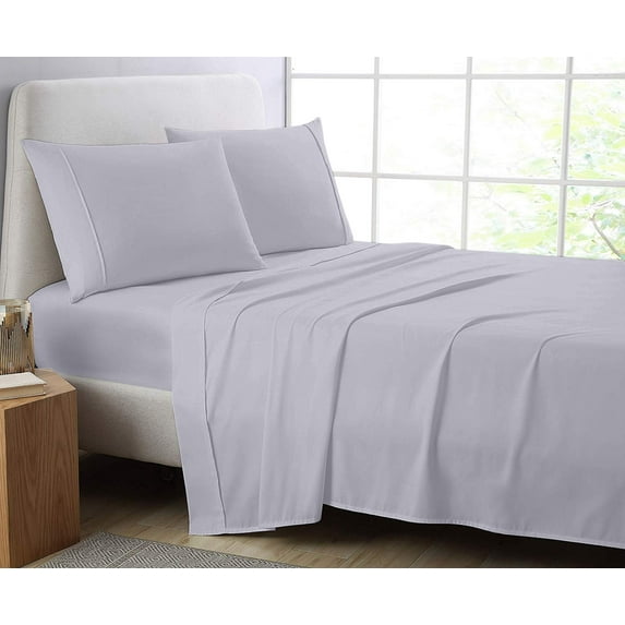 Cotton Metrics Calking 4pc Sheet Set Silver 600TC 100% Organic Cotton Calking Size Bedding Set (Fitted sheet, Flat sheet, 2 Pillowcases) (Silver)