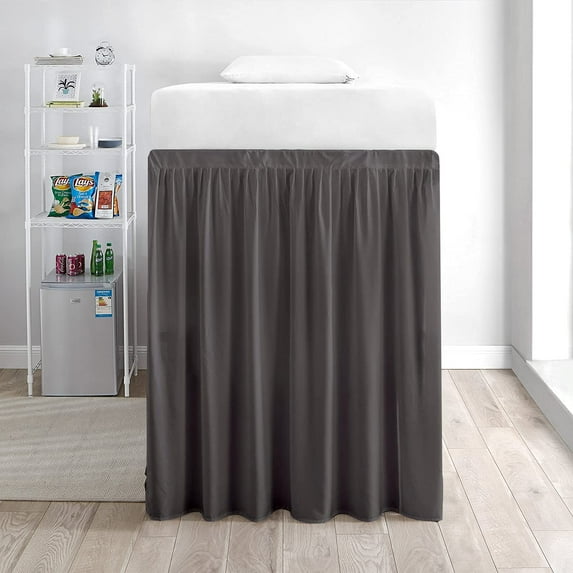 Cotton Metrics Dorm Bed Skirt, Ruffled Dorm Size Bed Skirt - 100% Cotton Blend Fabric Dorm Bed Skirt Grey - Dorm Bed Skirt Twin XL Size College Dorm Bed Skirt 46" Drop (Grey, 46" Drop)