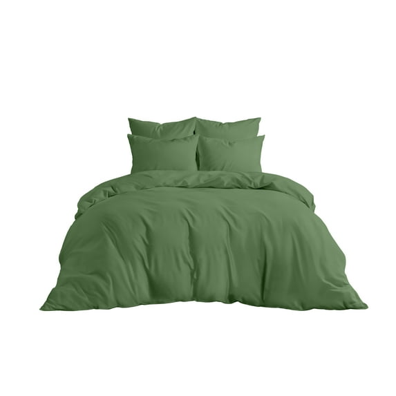 Cotton Metrics Duvet Cover Set with Zipper & Corner Ties 800TC 100% Organic Cotton 3pc Duvet Cover Set Super King Size (Superking (98 x 108 Inch), Moss)