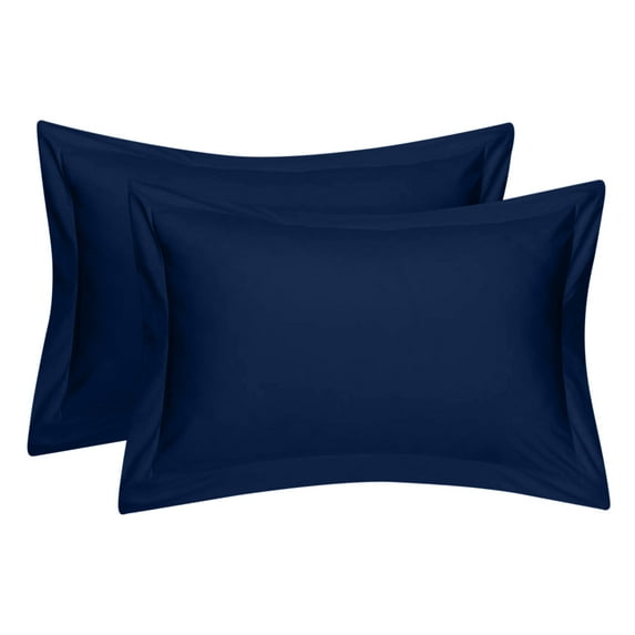 Cotton Metrics Heavy Quality King Pillow Shams Set of 2 Navy Blue 800TC 100% Organic Cotton Navy Blue Pillow Shams King Size 20X36 Decorative Pillow Cover with 2 Inch Flang