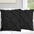 thumbnail image 1 of Cotton Metrics Heavy Quality Pinch Pleated European Square Pillow Shams Set of 2 Black 600TC 100% Organic Cotton Euro 26X26 Black Pillow Shams Cushion Cover, Decorative Pinch Pillow Covers, 1 of 5