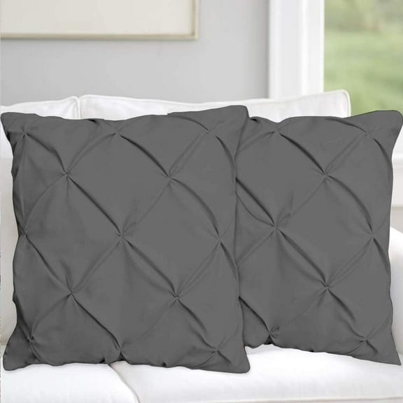 Cotton Metrics Heavy Quality Pinch Pleated European Square Pillow Shams Set of 2 Gray 600TC 100% Organic Cotton Euro 24X24 Gray Pillow Shams Cushion Cover, Decorative Pinch Pillow Covers