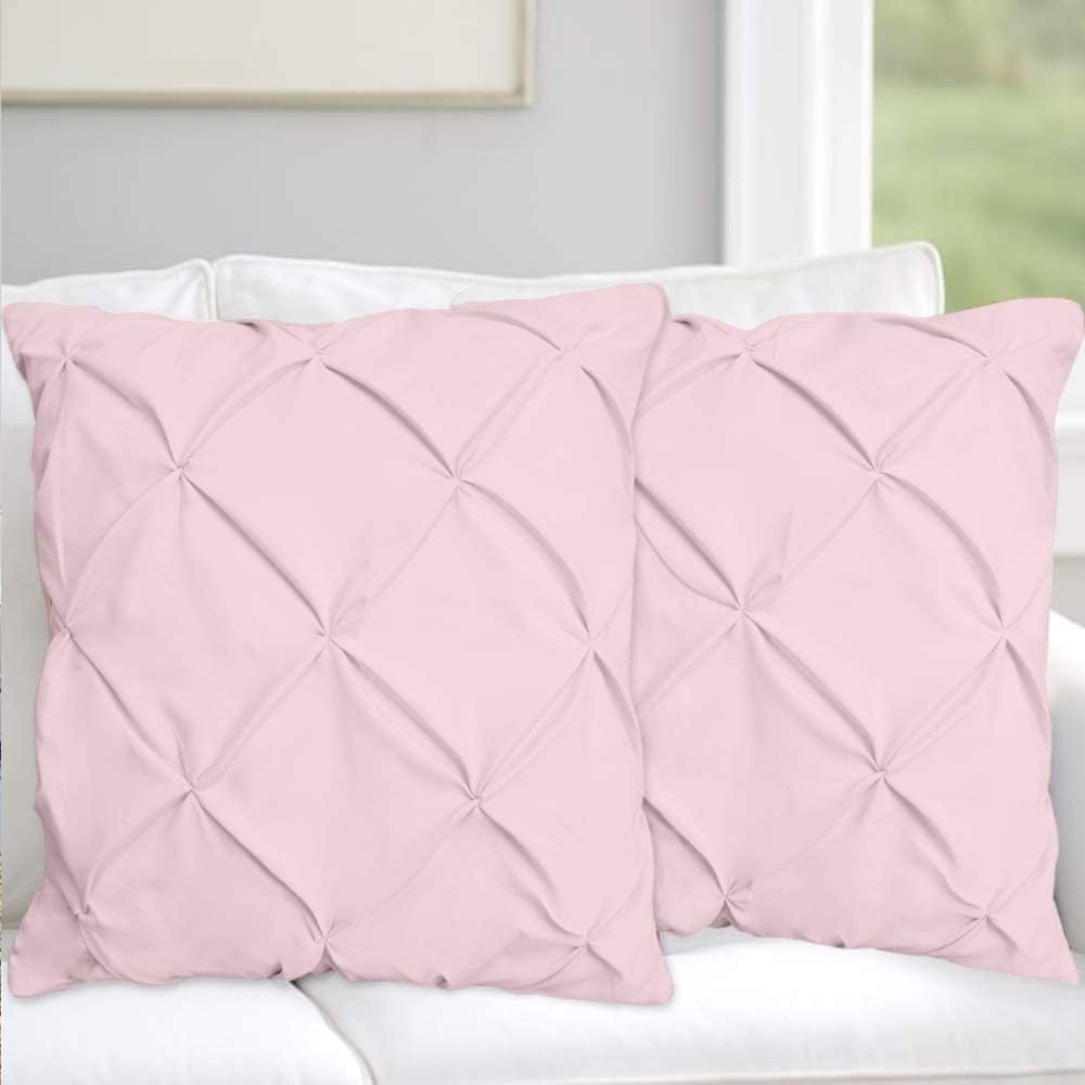 Cotton Metrics Heavy Quality Pinch Pleated European Square Pillow Shams Set of 2 Pink 600TC 100 Organic Cotton Euro 28X28 Pink Pillow Shams Cushion Cover Decorative Pinch Pillow Covers Walmart