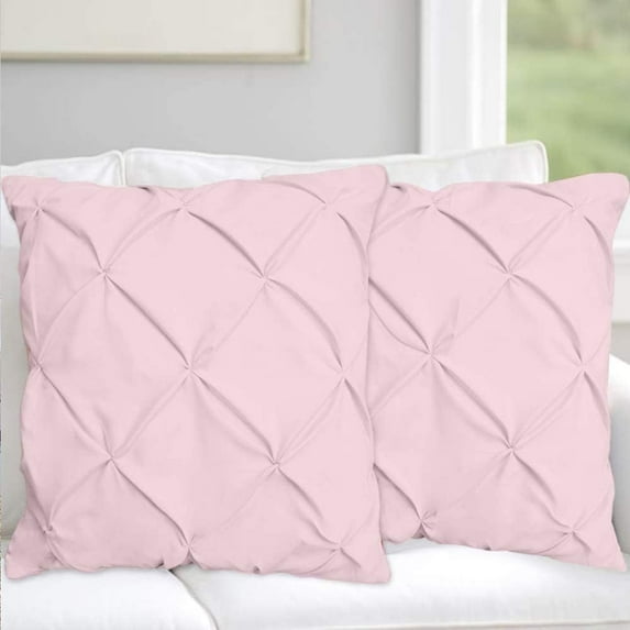 Cotton Metrics Heavy Quality Pinch Pleated European Square Pillow Shams Set of 2 Pink 600TC 100% Organic Cotton Euro 28X28 Pink Pillow Shams Cushion Cover, Decorative Pinch Pillow Covers