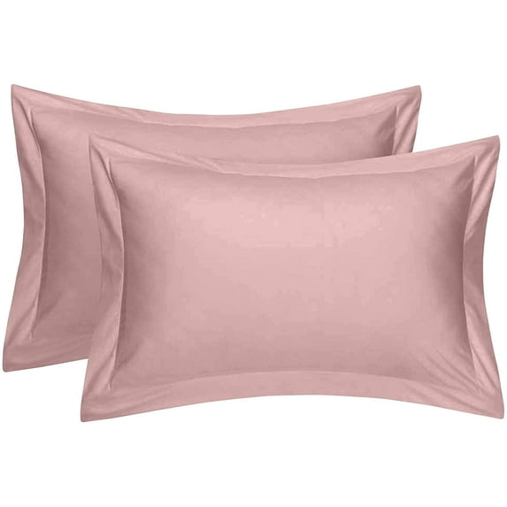 Cotton Metrics Heavy Quality Standard Pillow Shams Set of 2 Blush Pink 800TC 100% Organic Cotton Blush Pink Pillow Shams Standard Size 20X26 Decorative Pillow Cover with 2 Inch Flang