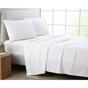 Cotton Metrics King 4pc Sheet Set White 600TC 100% Organic Cotton King Size Bedding Set (Fitted Sheet, Flat Sheet, 2 Pillowcases) (King, White)