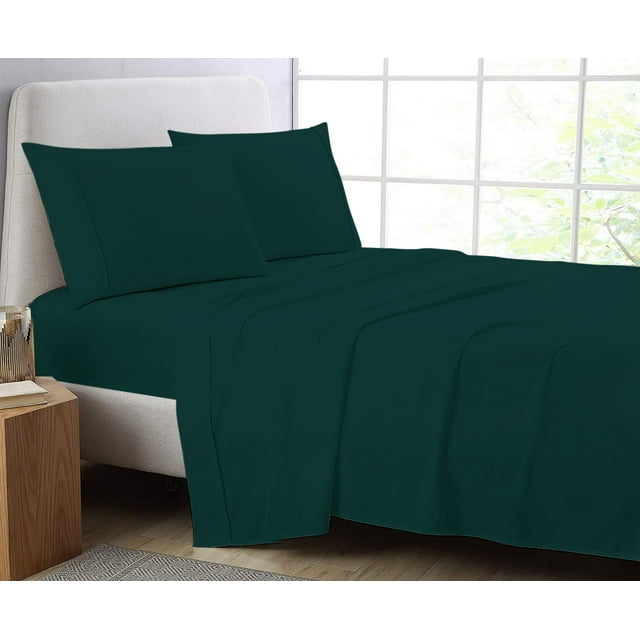 Cotton Metrics Linen Heavy Quality Top Bed Sheets 1000TC 100% Organic Cotton Flat Sheet King Size, Flat Bed Sheets (King, Teal Green)