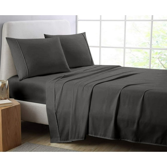 Cotton Metrics Linen Heavy Quality Top Bed Sheets 1000TC 100% Organic Cotton Flat Sheet Queen Size, Flat Bed Sheets (Queen, Natural Grey)