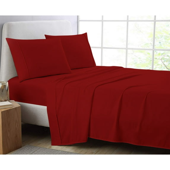 Cotton Metrics Linen Heavy Quality Top Bed Sheets 800TC 100% Organic Cotton Flat Sheet Full Size, Super Soft, Comfy Flat Bed Sheets (Full, Burgundy Red)