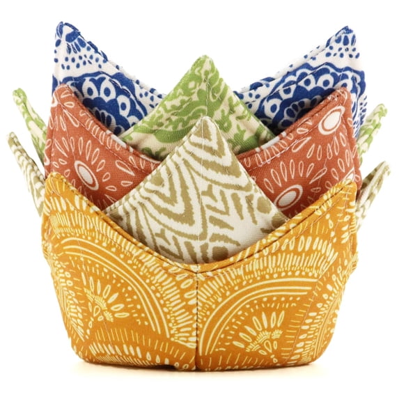 Cotton Microwavable Bowl Cozy, Microwave-Safe Hot Bowl Holders, Soup Bowl Cozy Bowl Hot Pads (A)