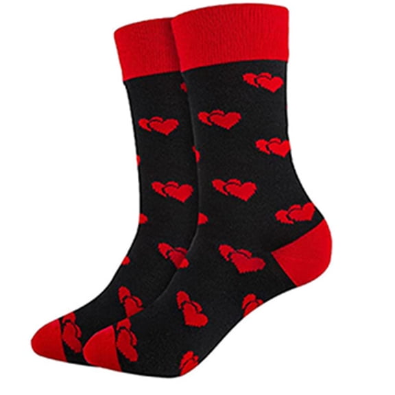 Cotton Middle Calf Socks with Heart Lips Pattern for Valentines Day Women and Men Novelty Festival Fun Calf Socks Gift