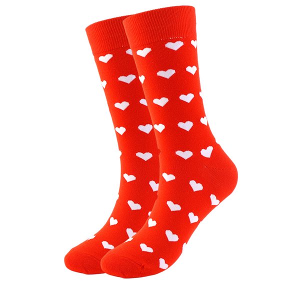 Cotton Middle Calf Socks with Heart Lips Pattern for Valentines Day Women and Men Novelty Festival Fun Calf Socks Gift