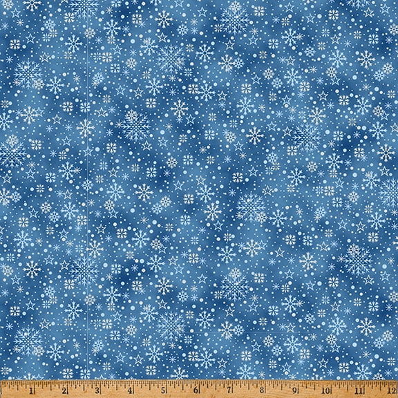 Cotton Midnight Perch Snowflakes Snow Winter Season Christmas Hoffman California Fabrics Cotton Fabric Print by the Yard (X7801-19S-NAVY/SILVER)