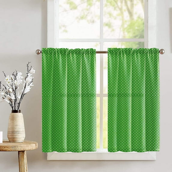 Cotton Mini Dots Print Café Tier Curtains Window Treatment Kitchen Home Décor