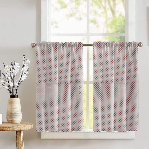 Cotton Mini Dots Print Café Tier Curtains Window Treatment Kitchen Home Décor