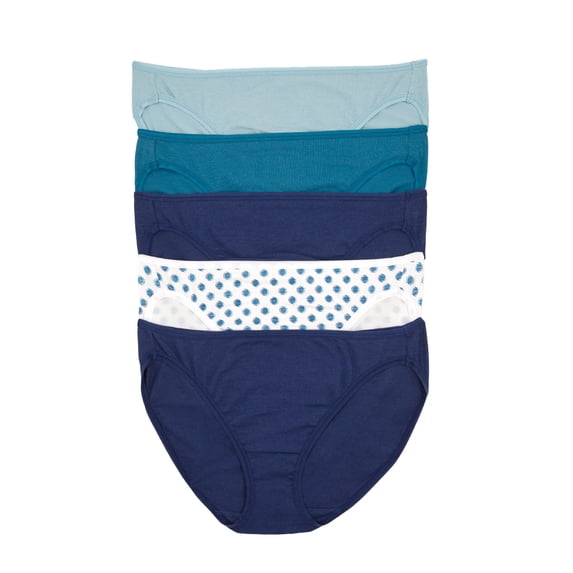 Cotton Stretch Modal Bikini Underwear 5-Pack (Blue Dots, Small)