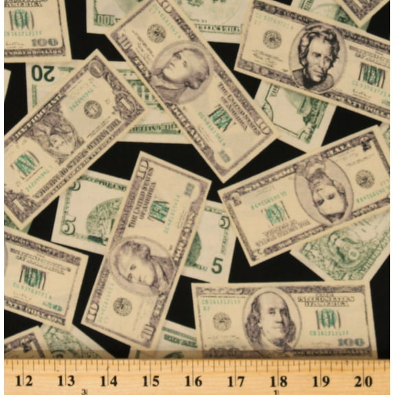 Cotton Money United States Dollar USD Rich Pleasures & Pastimes Cotton Fabric Print by the Yard (ETJ-5211-1MONEY)