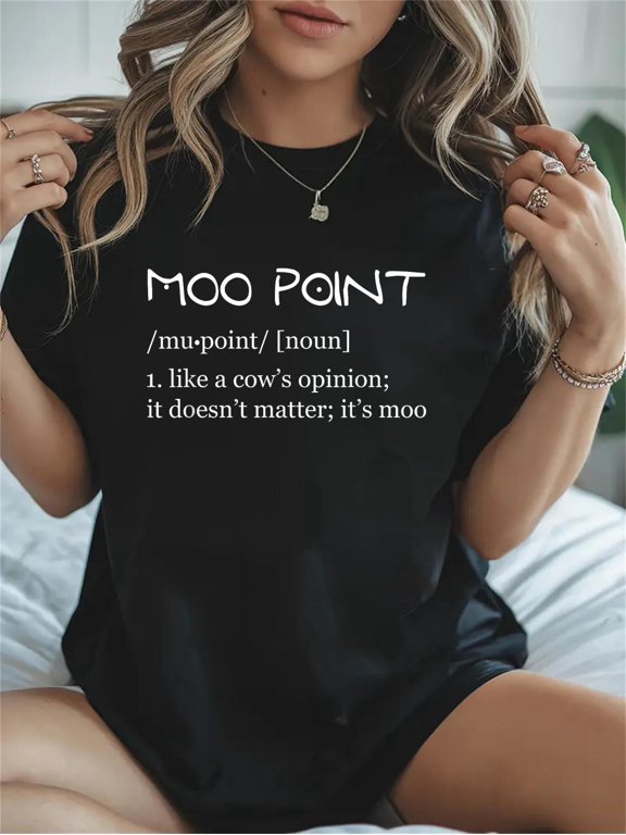 Cotton Moo Point Noun Casual Graphic Daily T-Shirt