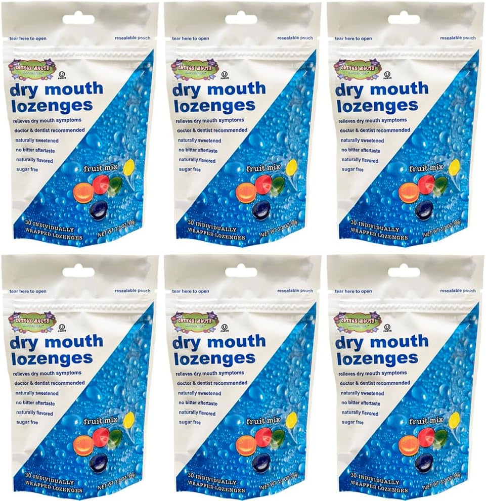 Cotton Mouth Lozenges Dry Mouth Relief Fruit Mix 3.3oz Bag (6 Bags)