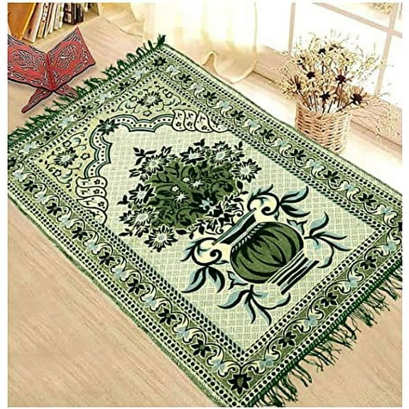 Cotton Muslim Islamic Janamaz/Prayer Mat, Anti-Skid Prayer Mat, (Approx. 70 x 110 cm) (Random Color, Pack of 1)