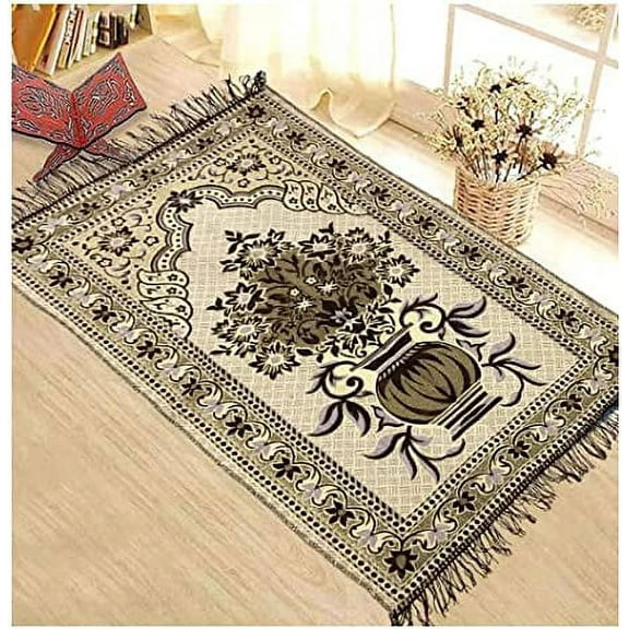 Cotton Muslim Islamic Janamaz/Prayer Mat, Anti-Skid Prayer Mat, (Approx. 70 x 110 cm) (Random Colour)