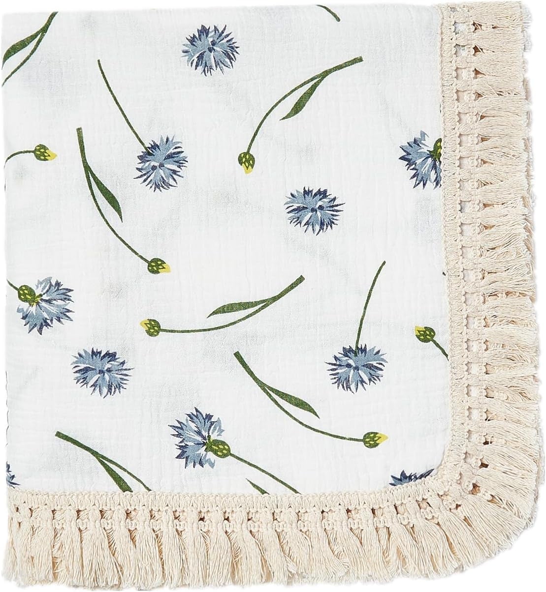Muslin Cotton Baby Swaddle Blanket With Fringe – Bohemian Tassel Design For Boys & Girls