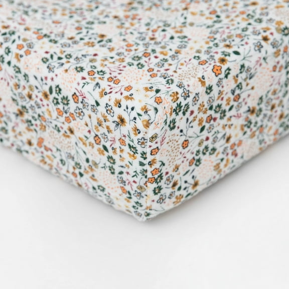 Cotton Muslin Changing Pad Cover - Pressed Petals