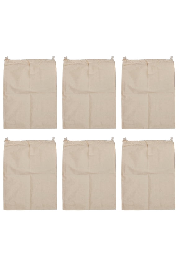 Cotton Muslin Drawstring Bags, Reusable Eco-Friendly, Natural, 22x28cm,10 Pack