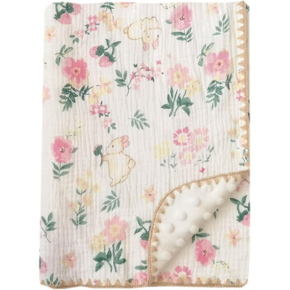 Cotton Muslin Newborn Receving Blanket Soft Dotted Plush Nursery Blankets for Boys Girls 30x 40Inch (Duck), GNblanket30x40