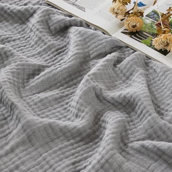 Cotton Muslin Queen Blanket Bed Layering Bedspread Coverlet Breathable Gauze Soft Lightweight Blankets (Heather Grey, 90"x90")