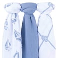 Cotton Muslin Swaddle Blanket 3 Pack Blue Nautical Print