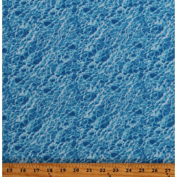 Cotton Natural Textures Water Waves Ocean Sea Lakes Rivers Landscapes Blue Cotton Fabric Print by the Yard (133740)
