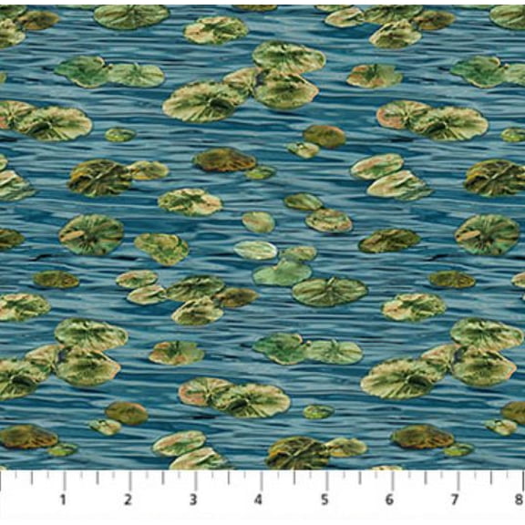 Cotton Naturescapes Autumn Woodland Lily Pads Water River Lake Plants Northcott Cotton Fabric Print by the Yard (DP28414-48)