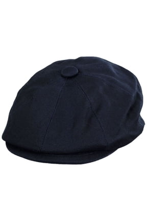 Cotton Newsboy Cap - L - Navy Blue