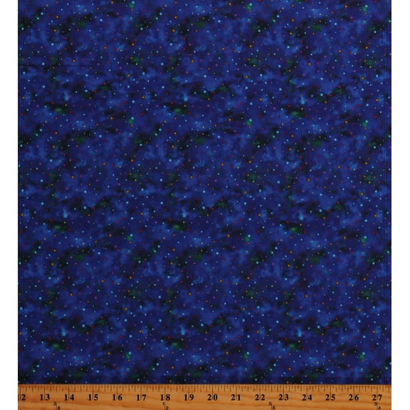 Cotton Night Garden Sky Skies Space Galaxy Stars Aurora Nebulas Blue Cotton Fabric Print by the Yard (3556-75) Blank Quilting