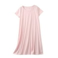 thumbnail image 1 of Cotton Nightdress for Women's Loose Fit Pullover Sweater Blouses Nightdress Ultra Soft Textured Short Sleeve Loungewear Pajama Top, 1 of 6