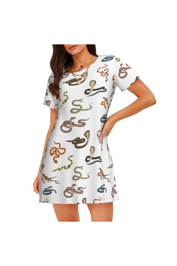 Cotton Nightgowns for Women - Snake(9) Sleep Shirts for Women's Nightgowns & Sleepshirts, Soft Cotton Pajama Dress Shirts for Women, House Dress Sleepwear for Women