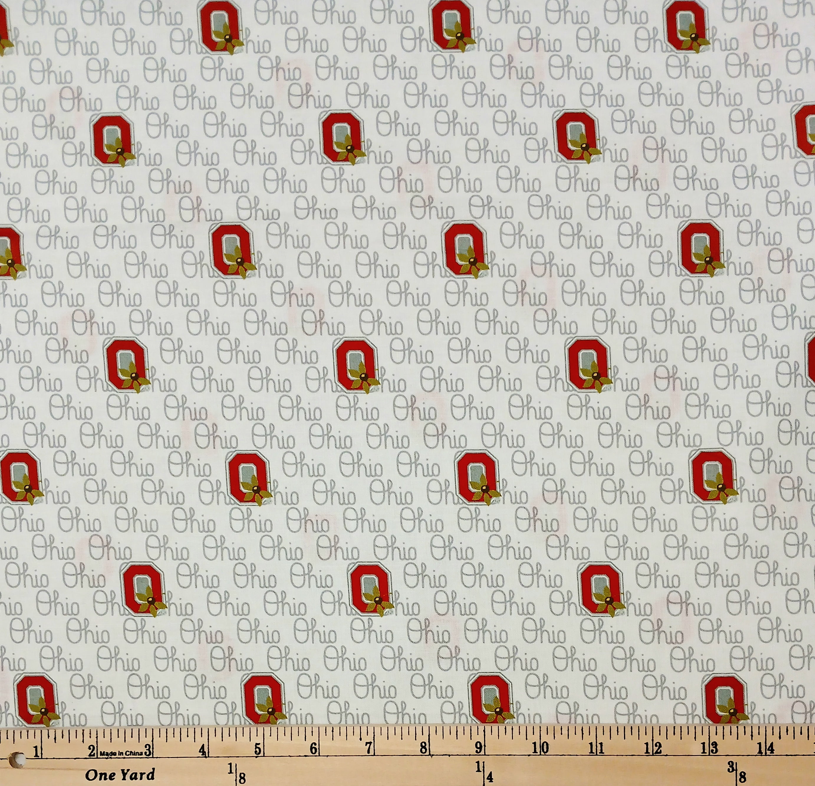Cotton Ohio State University OSU Buckeyes Block Letter Ohio on White ...
