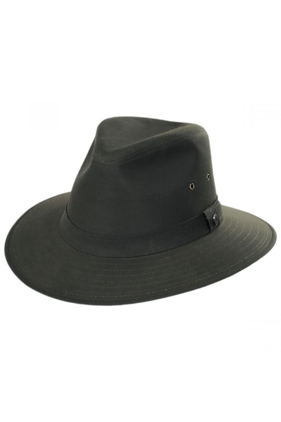 Cotton Oilcloth Safari Fedora Hat - Olive Green - XXL - Olive Green