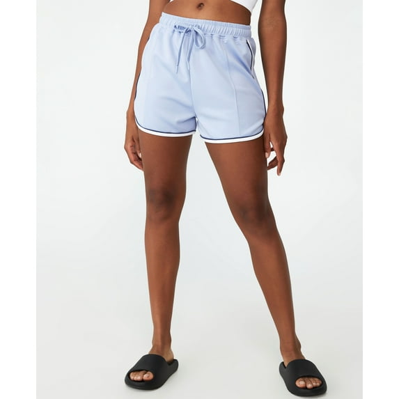Cotton On Body Womens Retro Gym Shorts Iced Sky/White Vintage Navy Bind M