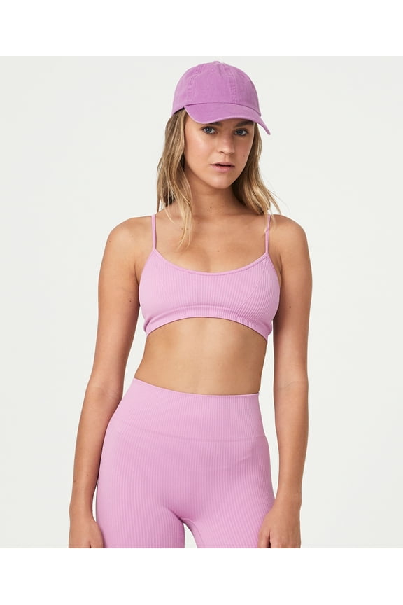 Body Womens Seamless Tiny Crop Top Neon Orchid Rib M