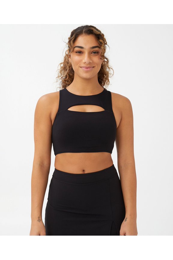 Body Womens Smoothing Cut Out Vestlette Top Black L