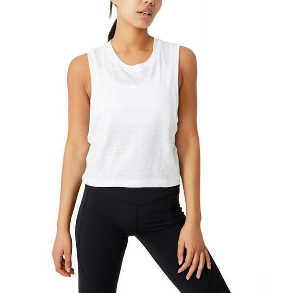 Cotton On Women's Tank Top Cropped Tee Crew Neck Sleeveless Lightweight L New