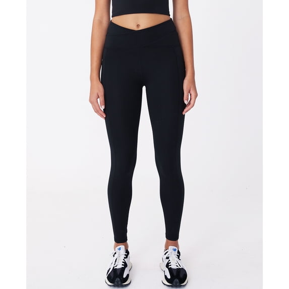 Cotton On Body Womens Ultra Soft Cross Over Full Length Tight Pants Black S