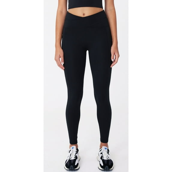 Cotton On Body Womens Ultra Soft Cross Over Full Length Tight Pants Black S