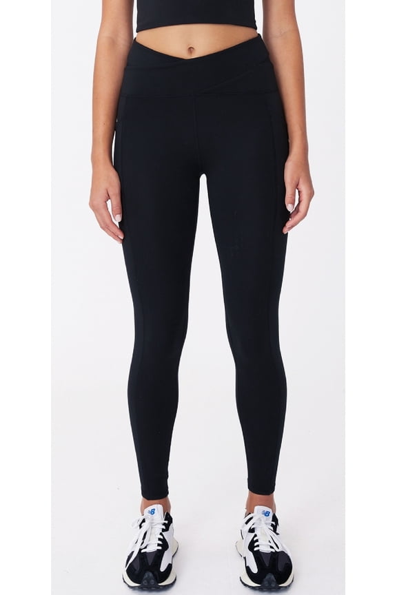 Body Womens Ultra Soft Cross Over Full Length Tight Pants Black S