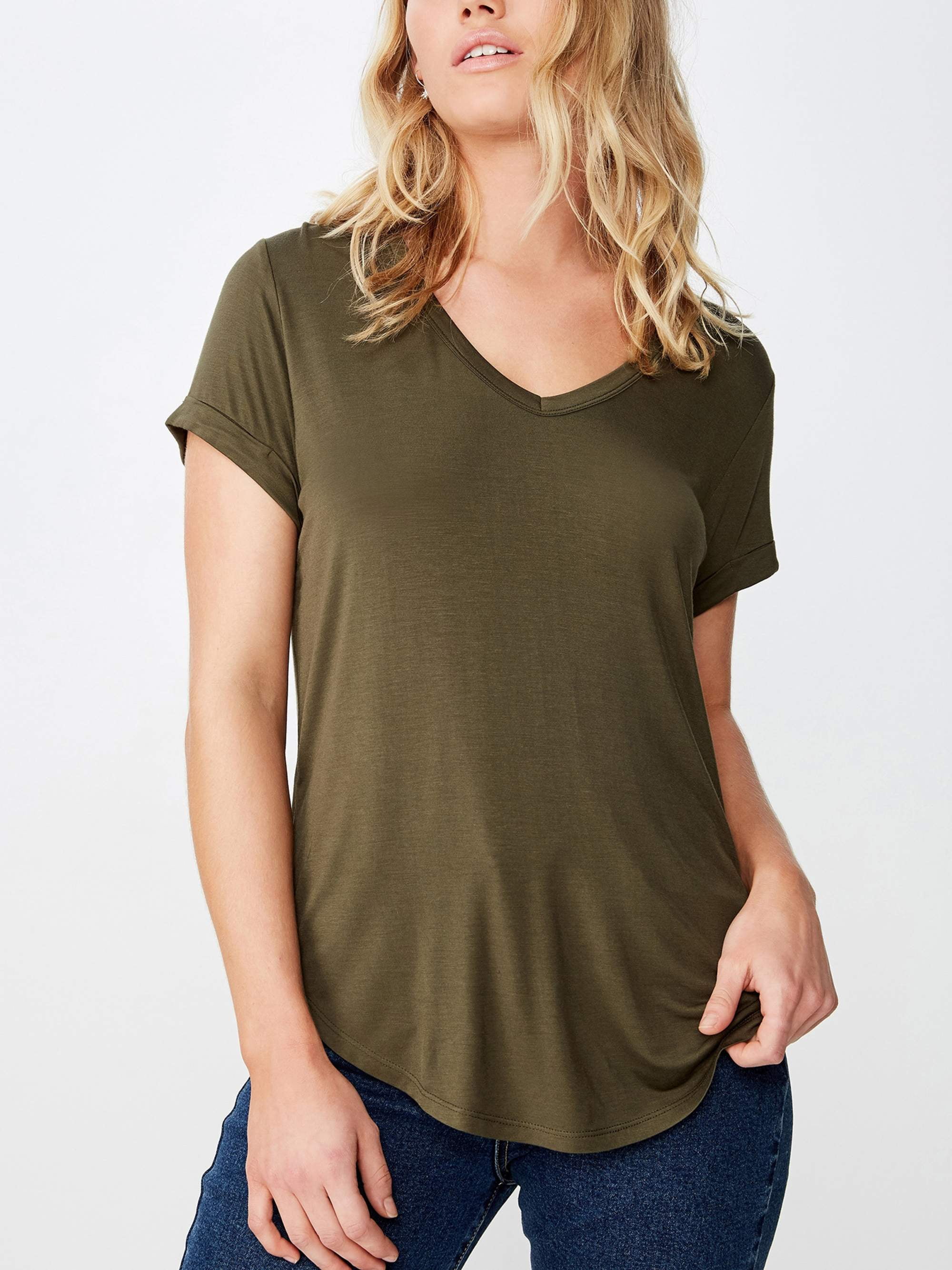 Cotton On Juniors' Karly Short Sleeve V Neck Top