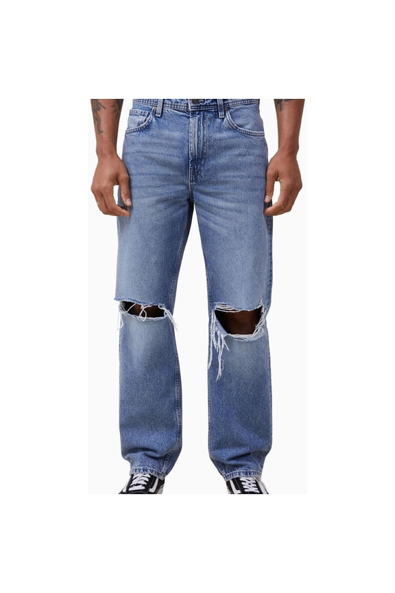 Mens Baggy Loose Fit Jeans, Blue, 36W x 32L