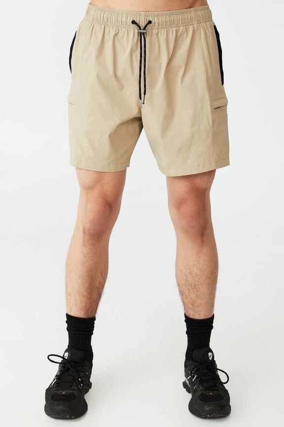 Men's Nylon Urban Short - (Stone/Black/ Iced Green, Small)